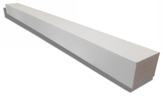 A length of Styrobar Styrovoid pure white low density compressible fill material
